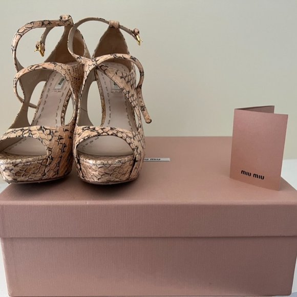 Miu Miu Sandals-Snake skin Peach colour - Picture 1 of 3